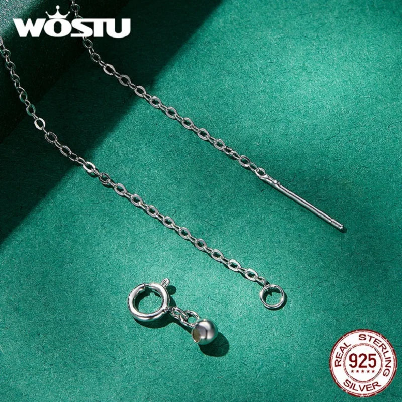 WOSTU 925 Sterling Silver Original Zircon Love Necklace Adjustable Neck Chain Cupid Arrow Heart Pendant For Women Jewelry Gift - Uknowucme