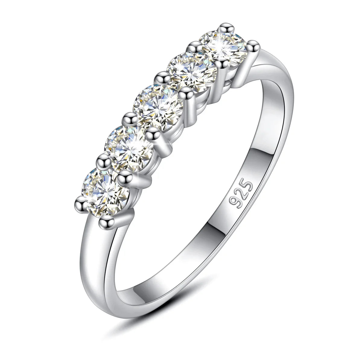 5 Stone Moissanite Ring Silver 925 100% Rose Gold Plated Brilliant Jewelry with Certified Engagement Gifts For Woman Girl - Uknowucme