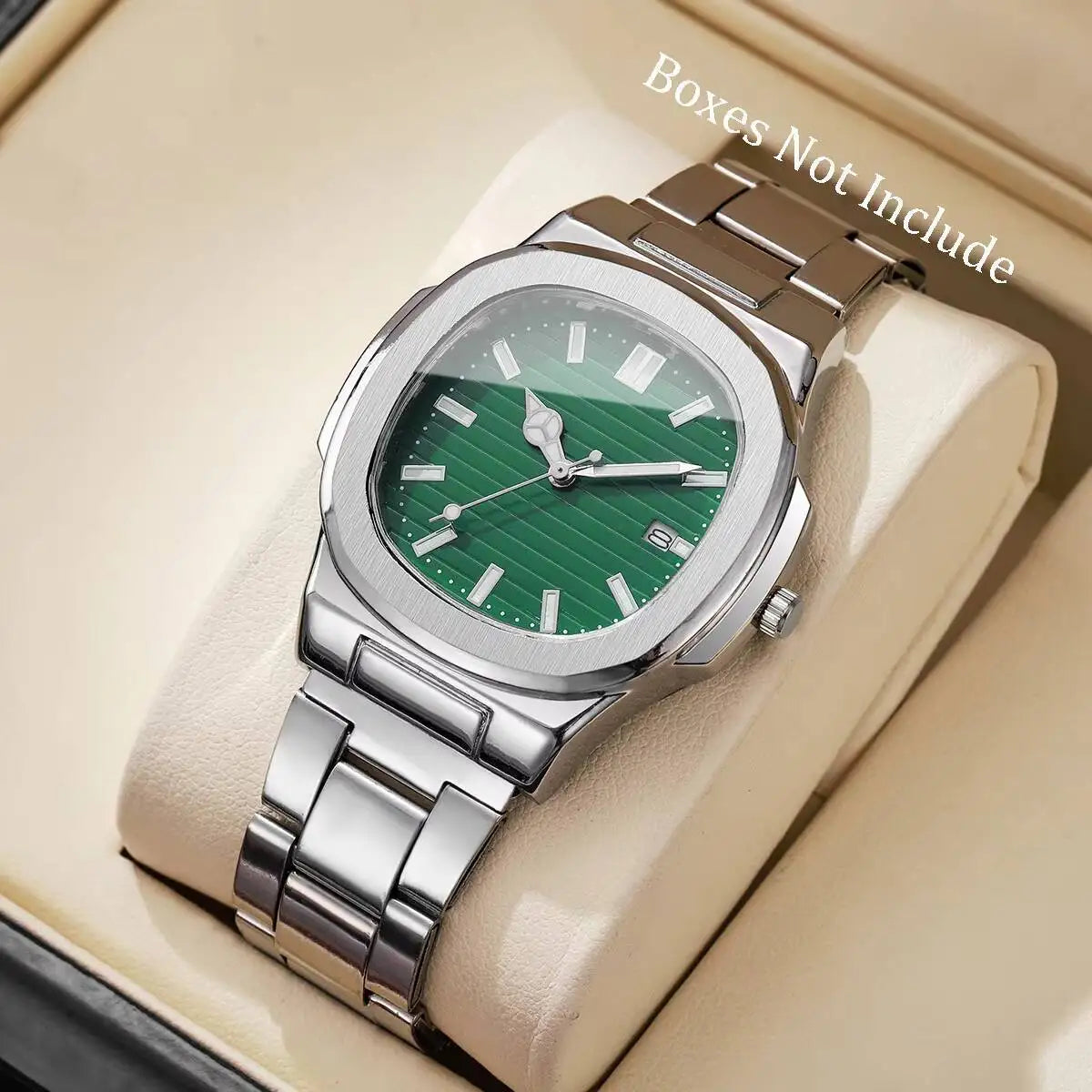 Fashion Square Men Business Watches Luxury Stainless Steel Strap Quartz Watch with Calendar For Mens Clock（Without Box） - Uknowucme