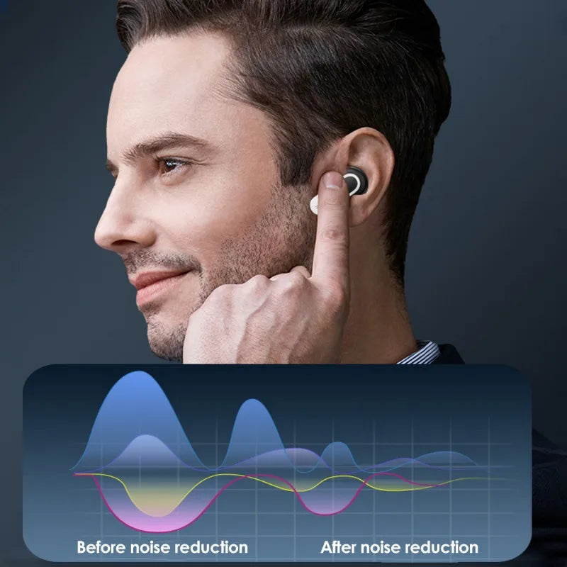 Bluetooth 5.4 Earphone in-ear Silicone Earbuds Wireless Display Touchscreen Control Calling Sports Headphone with Microphone