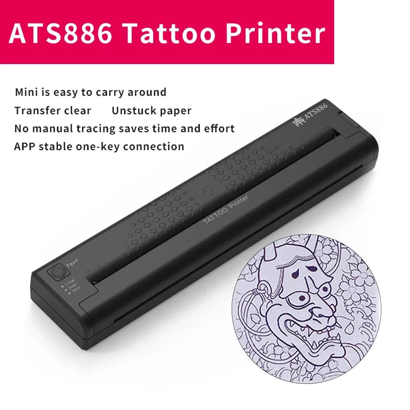 Portable Thermal Printer Bluetooth Wireless Tattoo Transfer Machine Line Drawing Photo Stencil Maker Copier Printer For Body Art - Uknowucme