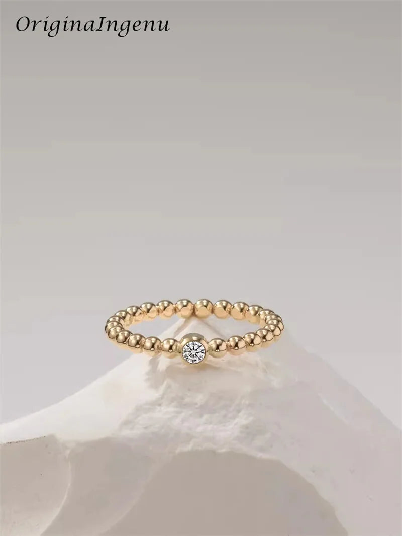 14K Gold Filled Moissanite Ring Handmade Beads Band Ring Minimalism Jewelry Tarnish Resistant Jewelry Boho Women Ring - Uknowucme
