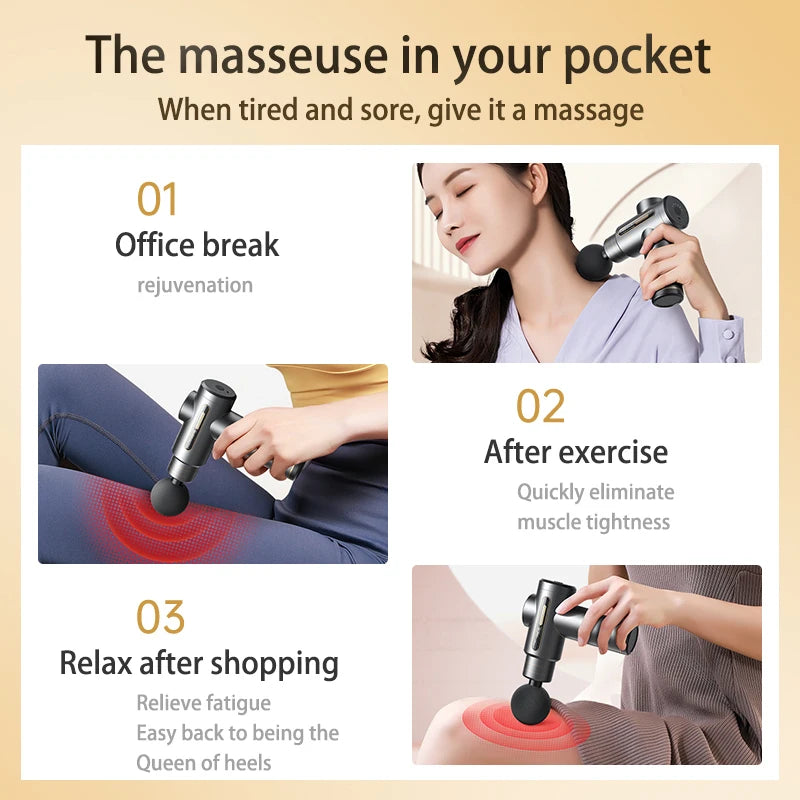 Massage Gun Deep Tissue Handheld Electric Muscle Massager for Athletes Muscle Massage Gun for Pain Relief with 4 Massage Heads