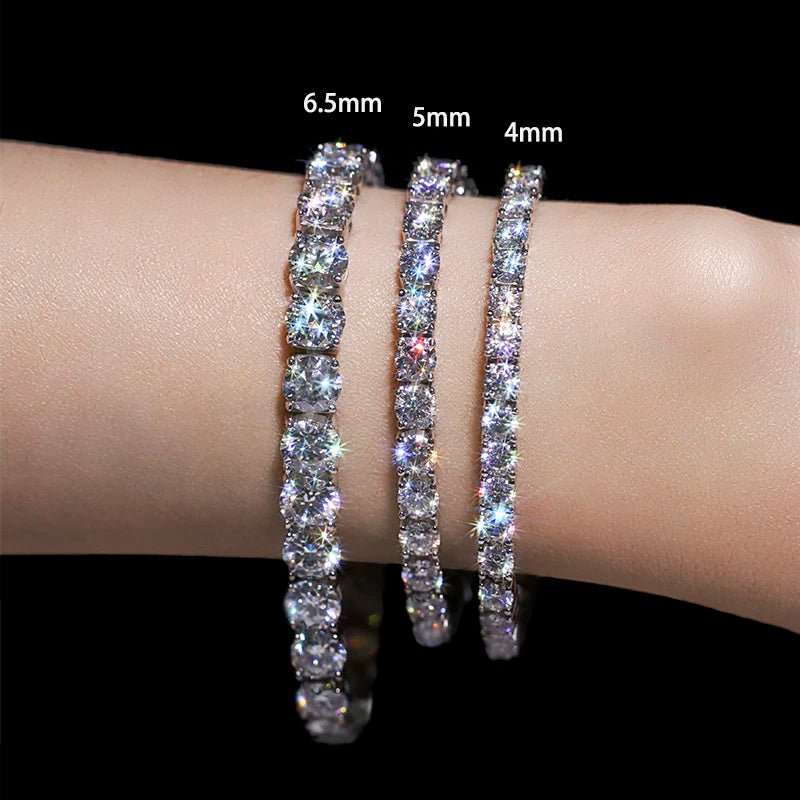 2-6.5mm Real Moissanite Tennis Bracelet for Women Platinum Plated 100% 925 Sterling Silver Wedding Jewelry - Uknowucme