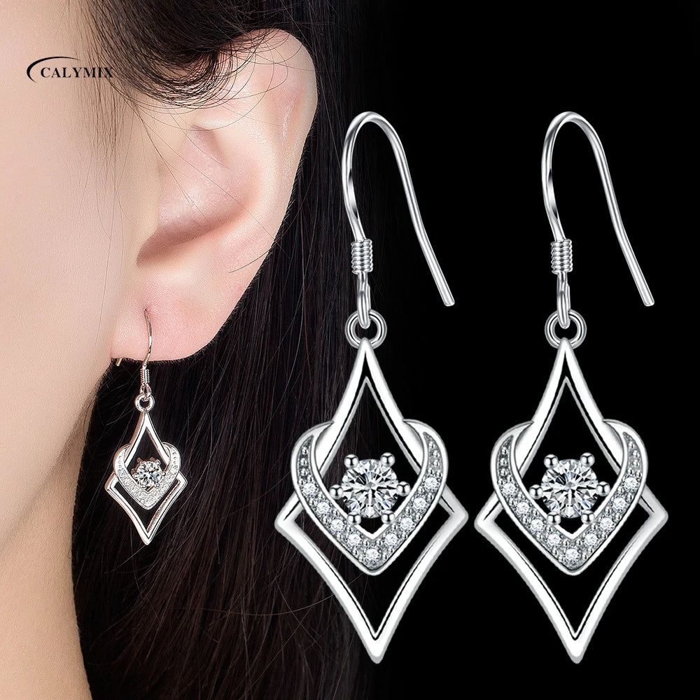 NEW S925 Sterling Silver Color Simple Round Bling CZ Zircon Stone Stud Earrings Fashion Jewelry Korean Earrings for Women Girl - Uknowucme