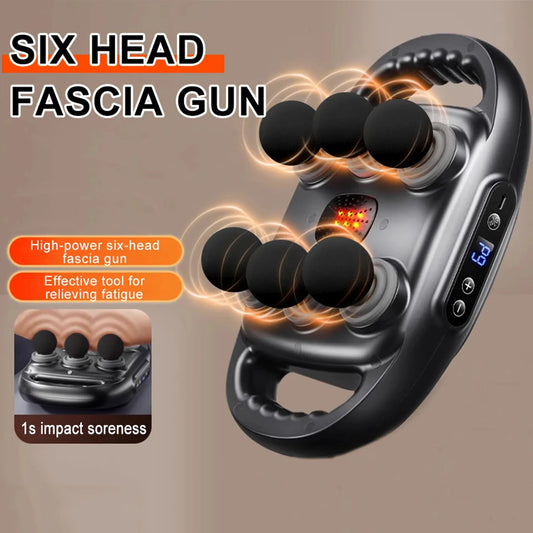 Fascia Four/Six-head Muscle Relaxation Massage Gun Professional Grade Wireless Waist Back Deep High Frequency Vibration Gun