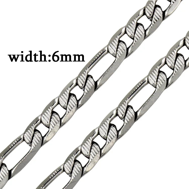 LUXUSTEEL Men's Figaro NK Chain Necklace 6/8/10MM Stainless Steel Golden Mixed Silver Color Curb Link For Women Jewelry Gift - Uknowucme