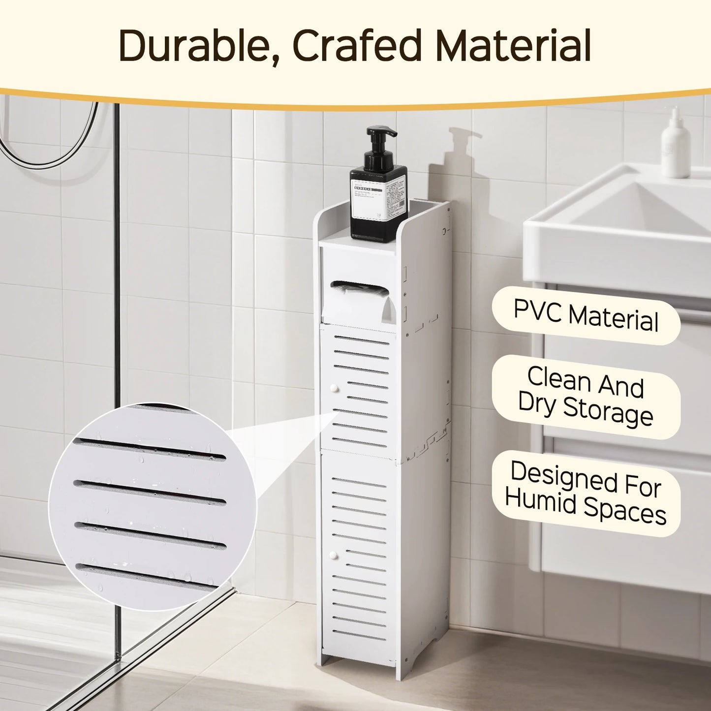 3 Tier Slim Bathroom Storage Cabinets in Different Sizes, Collapsible Storage Cabinets, Narrow Bathroom Storage Cabinets, Slim P