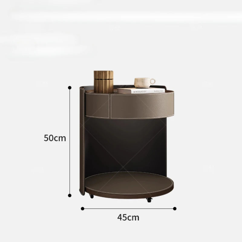 Modern Saddle Leather Nightstand Aesthetic Italian Luxury Trendy Bedside Table Drawers Nordic Mesitas De Noche Bedroom Furniture