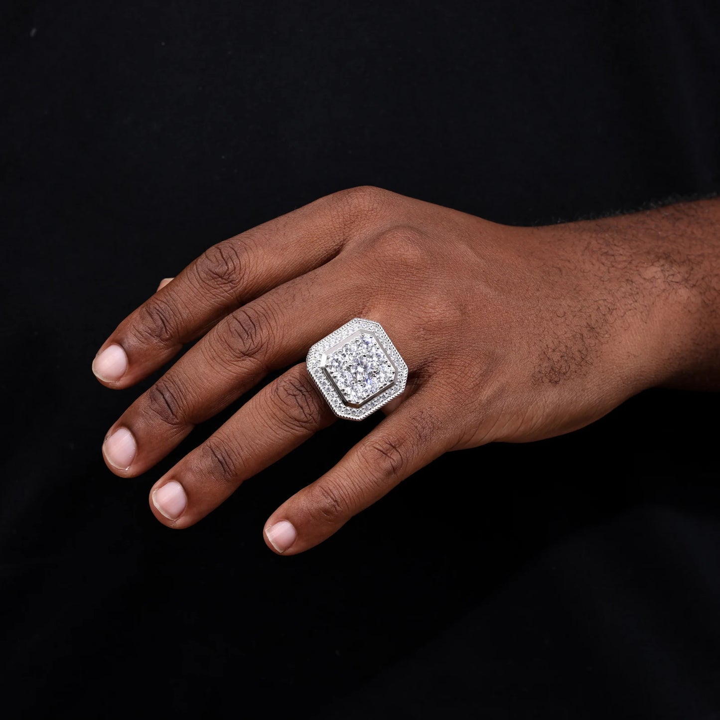 Moissanite Finger Rings Men Certificate Square Couple Ring For Women Luxury 925 Sterling Silver High Quality Hip Hop Jewelry - Uknowucme