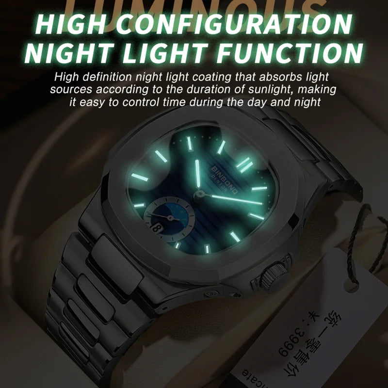BINBOND Luxury Men Wristwatch Business Waterproof Luminous Date Man Watch Stainless Steel Men's Quartz Watches Relogio Masculino - Uknowucme