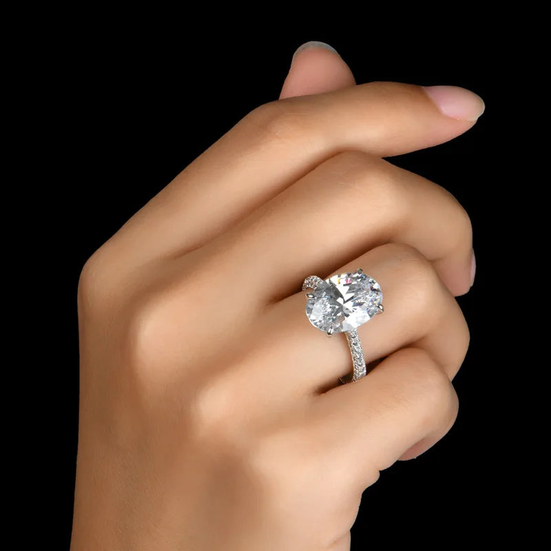 Moissanite Ring 100% Real 925 Sterling Silver Diamond Party Wedding Band Rings for Women Bridal Engagement Jewelry GRA Certified - Uknowucme