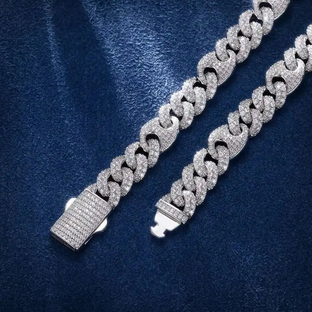 10mm Moissanite Chain 925 Sterling Silver Necklace Iced Out Hip Hop Jewelry Cuban Link Chain