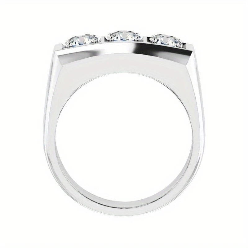 A 925 silver 0.9 carat round moissanite simple, casual, noble, generous and versatile high-quality men's and women's ring - Uknowucme