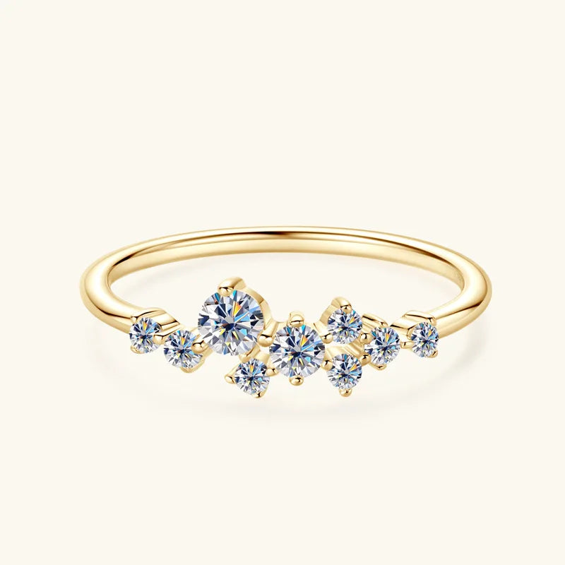 Moissanite Women'S Ring S925 Sterling Silver 18K Gold Electroplated Jewelry Ins Girl'S Daily Commute Gift For Her Best Friend - Uknowucme