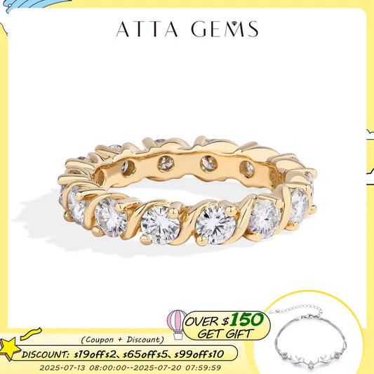 ATTAGEMS Full Moissanite Rings D Color VVS1 Round Cut 3.5mm S925 Sterling Silver For Women Engagement Wedding Bands Fine Jewelry - Uknowucme