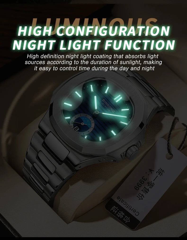 BINBOND Luxury Men Wristwatch Business Waterproof Luminous Date Man Watch Stainless Steel Men's Quartz Watches Relogio Masculino - Uknowucme