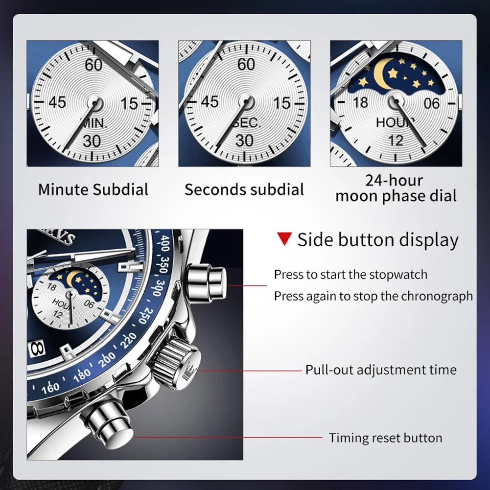 OLEVS Original Brand Men's Watches High Quality Stainless steel Waterproof Luminous Sports Date Watch for Man Reloj Hombre - Uknowucme