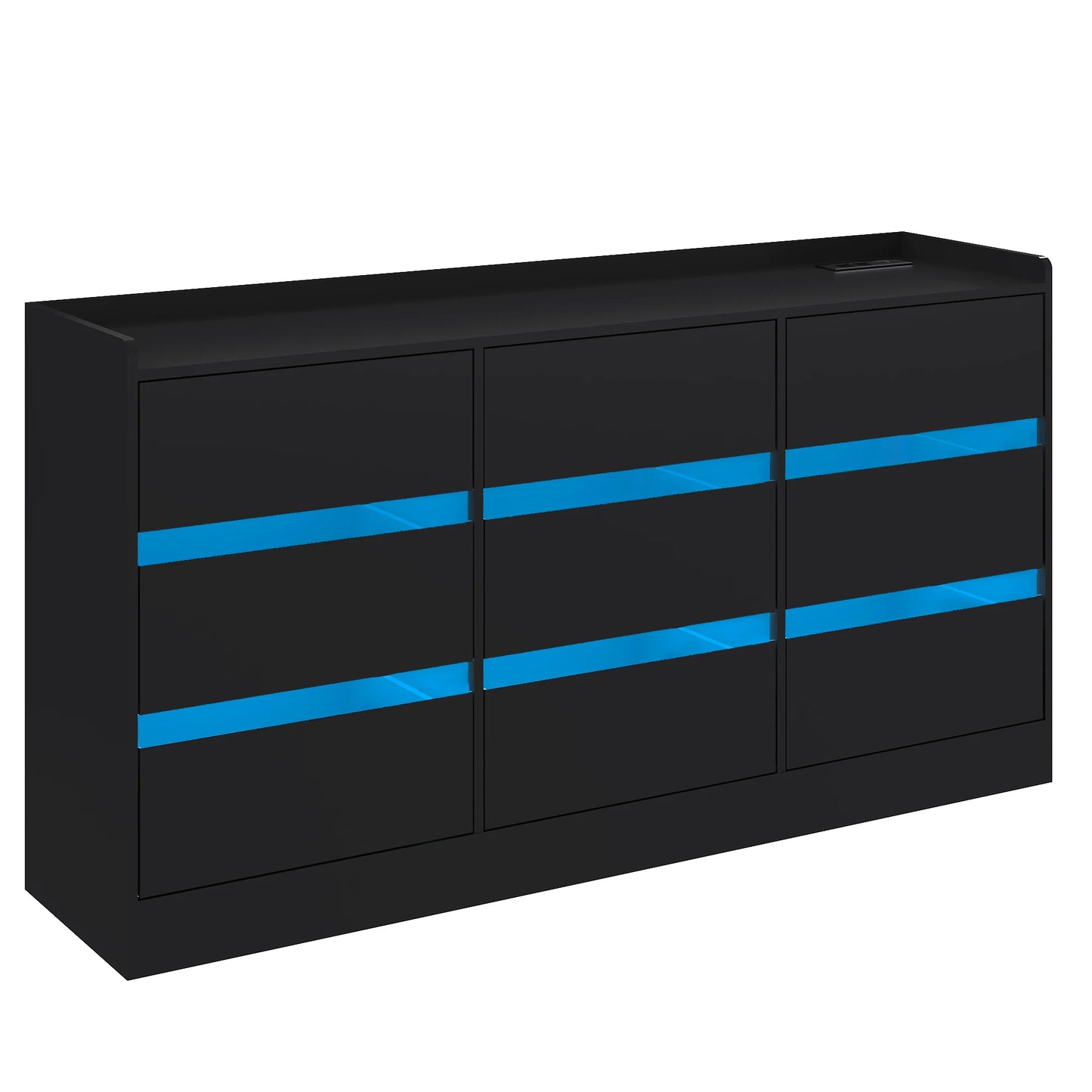 9 Drawer Dresser with Power Outlet & LED Light, Modern Chest of Drawers for Closet, 63" Drawer Organizer Cabinet for Bedroom - Uknowucme