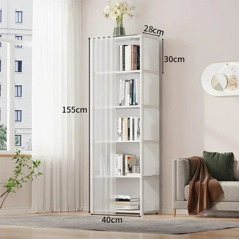 Open Closets Dustproof Wardrobe Storage Cabinet with Large Capacity Curtains Simple Assembly Clothes Organizer Bedroom Furniture