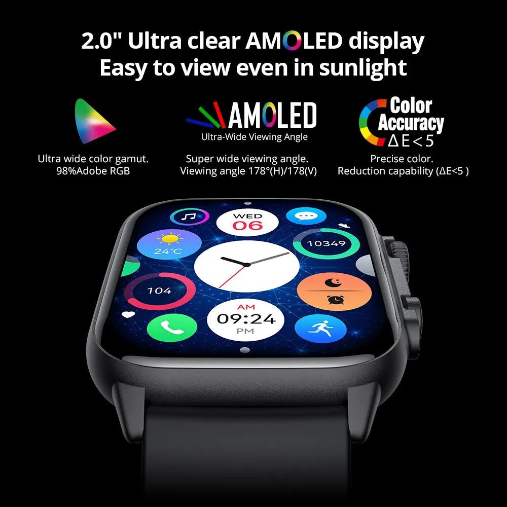 COLMI C81 2.0 Inch AMOLED Smartwatch Support AOD 100 Sports Modes IP68 Waterproof Smart Watch Men Women PK Ultra Series 8 - Uknowucme