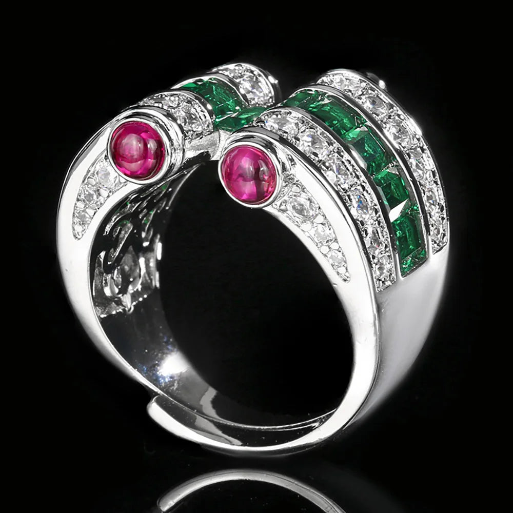 New Retro 3*4MM Ruby Emerald Sapphire Rings Lab Diamond Gemstone Cocktail Party Fine Jewelry Female Anniversary Personality Gift - Uknowucme