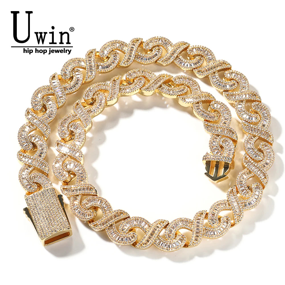 Uwin 15mm Cross Cuban Link Chain Micro Setting Square Cubic Zirconia Necklaces For Womans Man Fashion Hip Hop Jewelry Gifts - Uknowucme