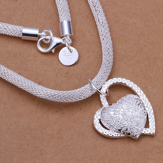 925 Sterling Silver Necklace Gorgeous Charm Fashion  Heart Wedding Lady Love for Women Noble Luxury 18 Inches 45cm Jewelry - Uknowucme