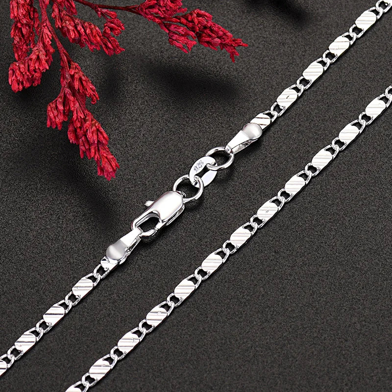 925 Sterling Silver 16/18/20/22/24/26/28/30 Inch Figaro Chain Necklaces For Women Luxury Designer Jewelry URBABY - Uknowucme