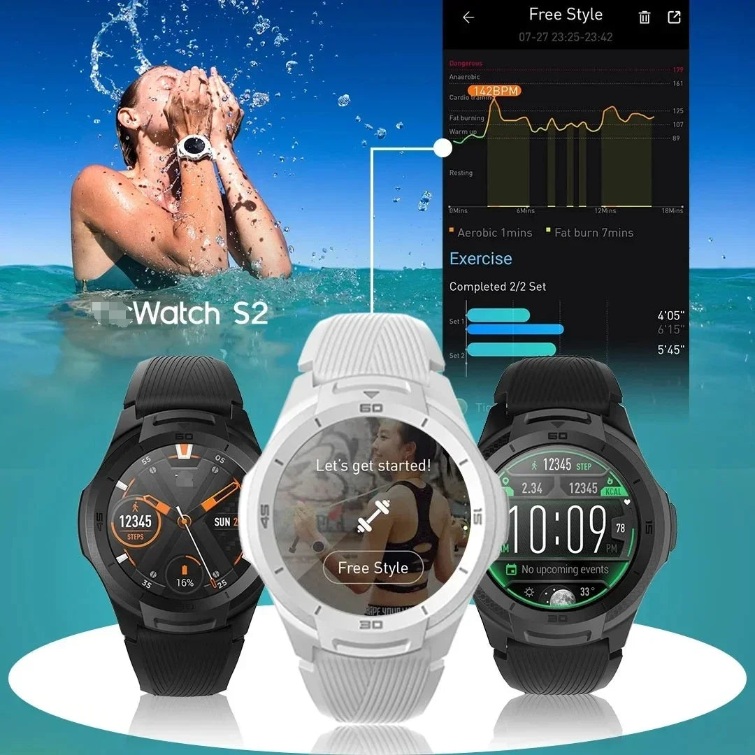 TicSmartwatch S2 Wear OS by Google Smartwatch Built-in GPS 24-Hour Heart Rate Monitor forMen 5ATM IP68 Waterproof forIOS&Android - Uknowucme