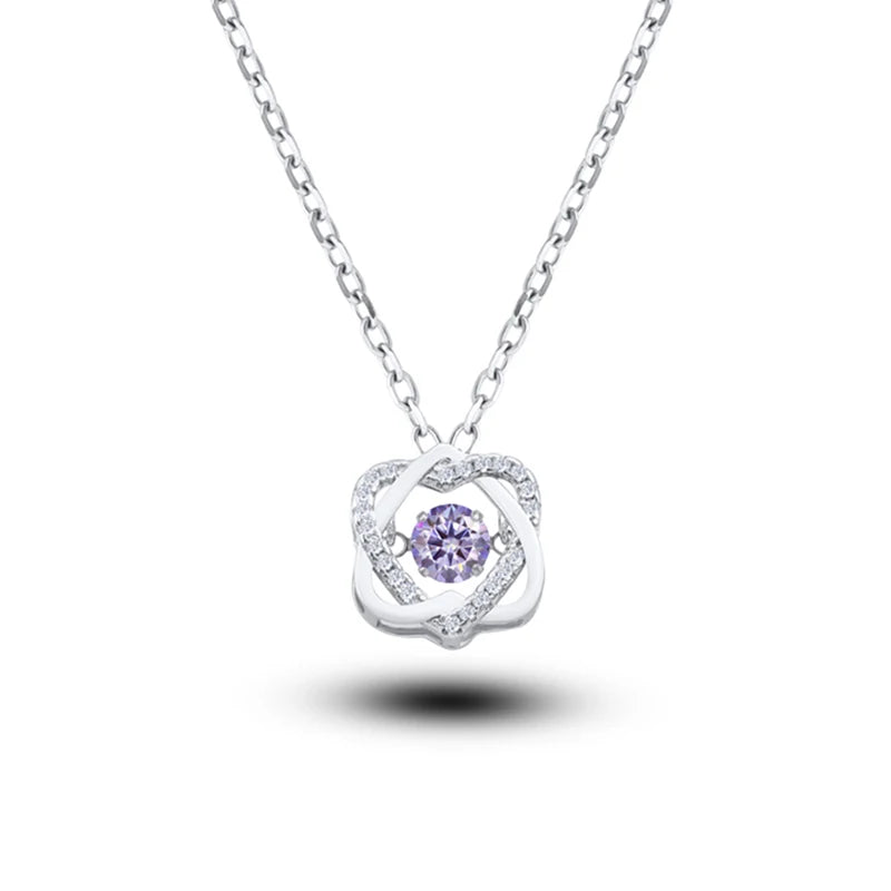 Moissanite Necklace For Women 100% Sterling S925 Silver With White Gold Plated Lab Diamond Jewelry Wedding Pendant with O-chain - Uknowucme