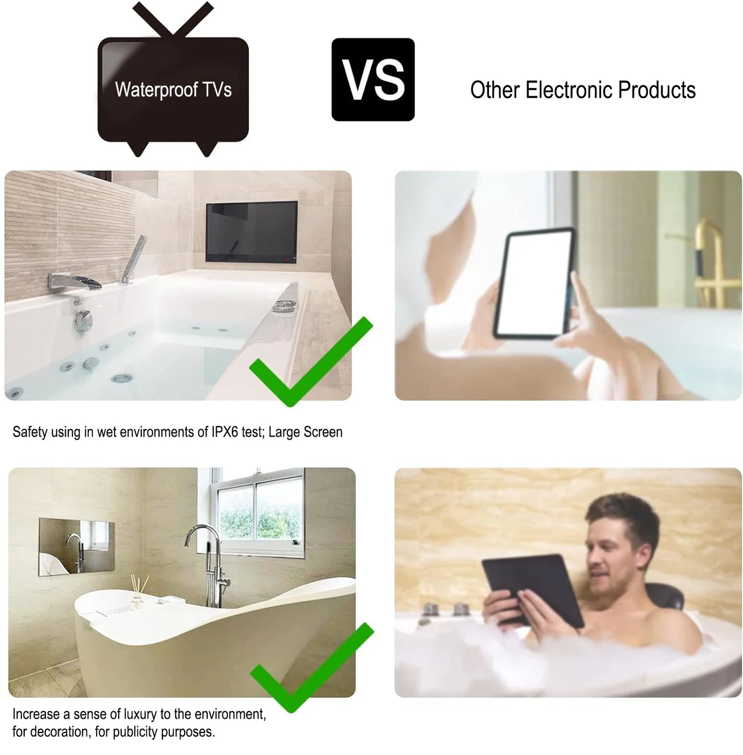 Souria Mini 18.5 inch Smart Android Mirror TV with Touchscreen Waterproof Television in Bathroom WiFi Bluetooth DTV ATSC DVB - Uknowucme