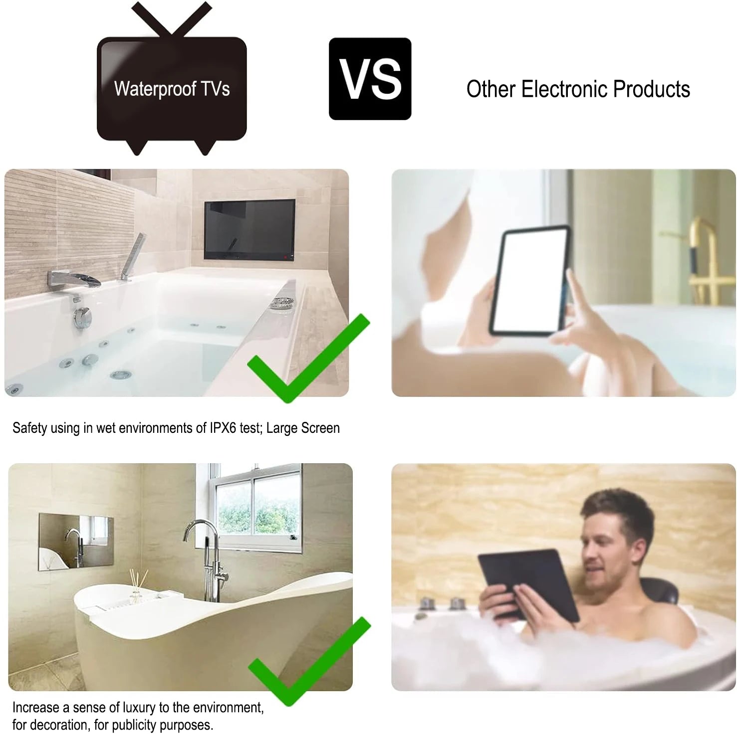 Souria Mini 18.5 inch Smart Android Mirror TV with Touchscreen Waterproof Television in Bathroom WiFi Bluetooth DTV ATSC DVB - Uknowucme