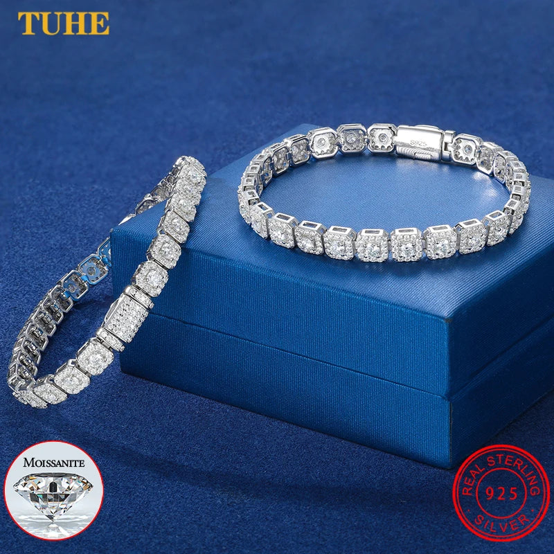 6mm Moissanite Tennis Bracelet Chain for Women Man GRA Diamond Original 925 Sterling Silver Link Bracelets Wedding Party Jewelry - Uknowucme