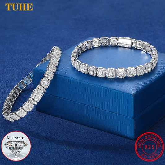 6mm Moissanite Tennis Bracelet Chain for Women Man GRA Diamond Original 925 Sterling Silver Link Bracelets Wedding Party Jewelry - Uknowucme
