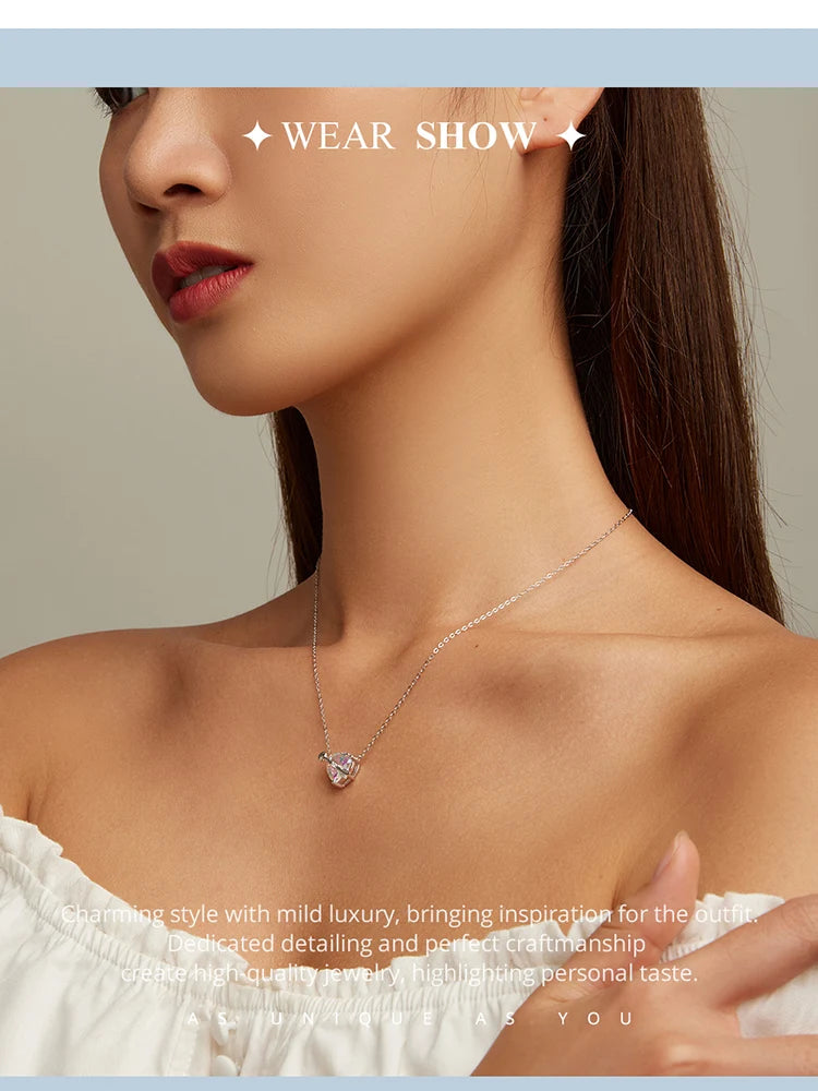 WOSTU 925 Sterling Silver Original Zircon Love Necklace Adjustable Neck Chain Cupid Arrow Heart Pendant For Women Jewelry Gift - Uknowucme
