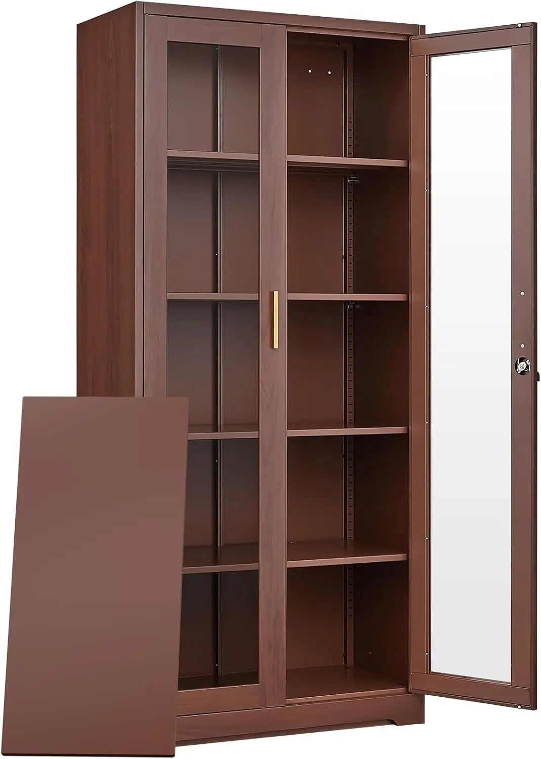 Glass Display Cabinet with Doors - White Metal Curio Cabinet with Lock Collectibles Storage Cabinet - Uknowucme