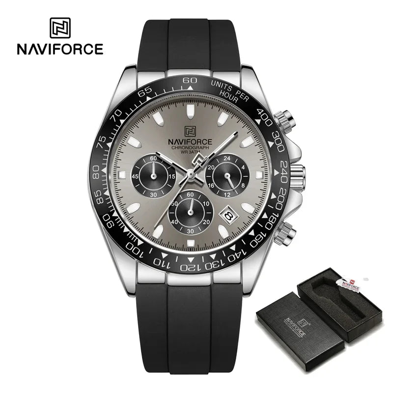 NAVIFORCE NF8054 Original Watches For Men Silicone Band Casual Sport Chronograph Luminous Wristwatch Relogio Masculino Male Gift - Uknowucme