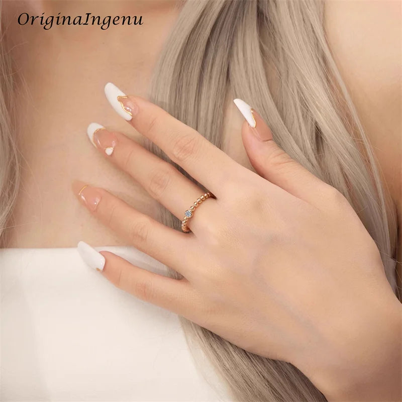 14K Gold Filled Moissanite Ring Handmade Beads Band Ring Minimalism Jewelry Tarnish Resistant Jewelry Boho Women Ring - Uknowucme