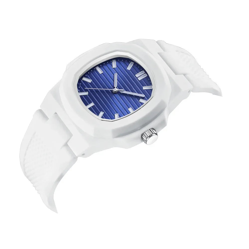 Men Women Watch Classic Orologio Simple Couple Black White Silicone Blue Reloj Quartz Wristwatch Male Man Ladies Student Clock - Uknowucme