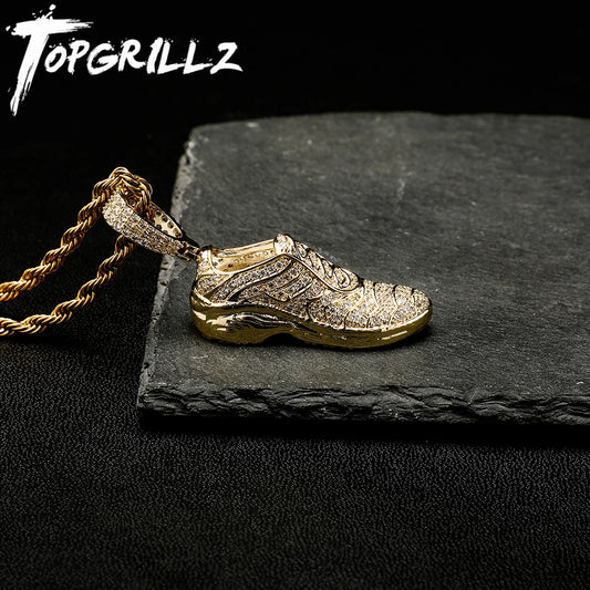 TOPGRILLZ New Shoe Model Pendant Hip Hop Men Women Pendant Sparkling Ice Crystal Zircon Necklace Fashion Charm