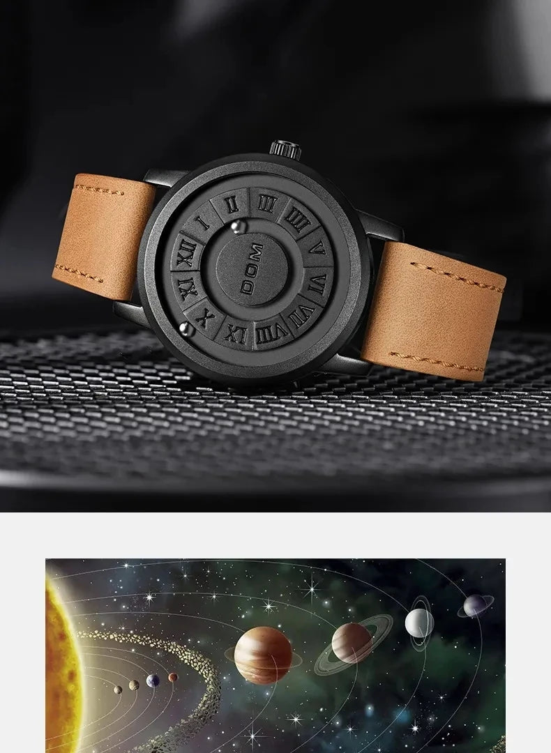 DOM 1345 Men Quartz Watch Fashion Personality Creative Scrolling Iron Ball Magnetic Pointer Waterproof  for Male Watches Gift - Uknowucme