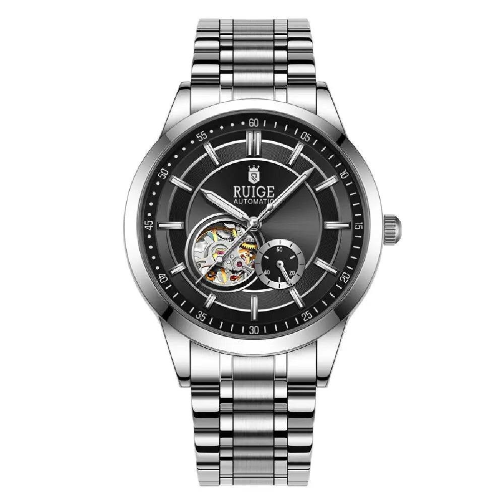 Men's Automatic Mechanical Watch - Elegant Stainless Steel, Calendar Function, Business and Leisure Style, Blue Dial and Date Wi - Uknowucme