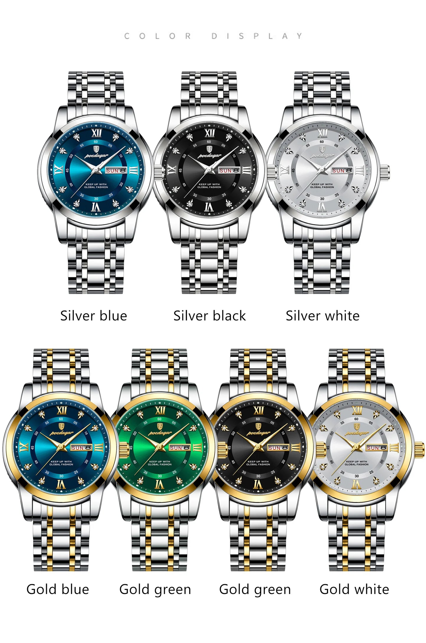 POEDAGAR Luxury Trendy Watch for Men Waterproof Luminous Date Week Man Watch Business Quartz Stainless Steel Men's Watches Reloj - Uknowucme