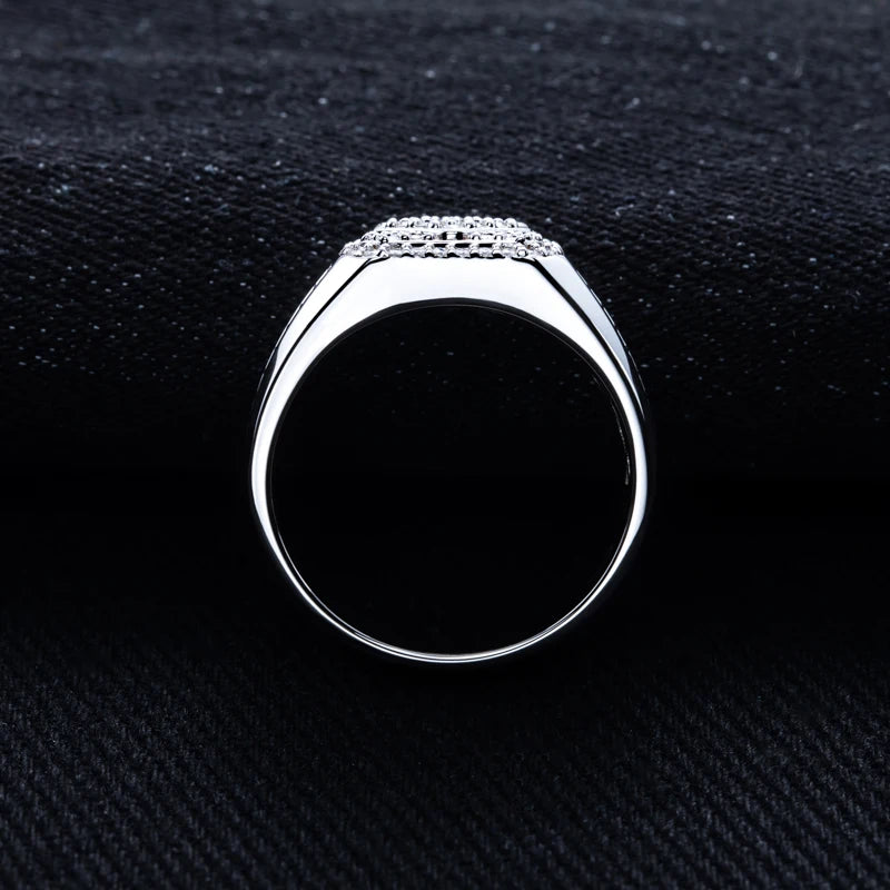 MossanRappr 1.06cttw D Color Moissanite Diamond Men Ring 925 Sterling Silver Gold Plated Luxury Engagement Rings Hip Hop Jewelry - Uknowucme