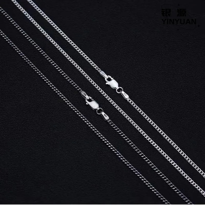 BOCAI New 100% 925 Sterling Silver Jewelry Accessories Trendy Punk Hip Hop Men's and Women's Necklaces Cuban Chain Detaj Style