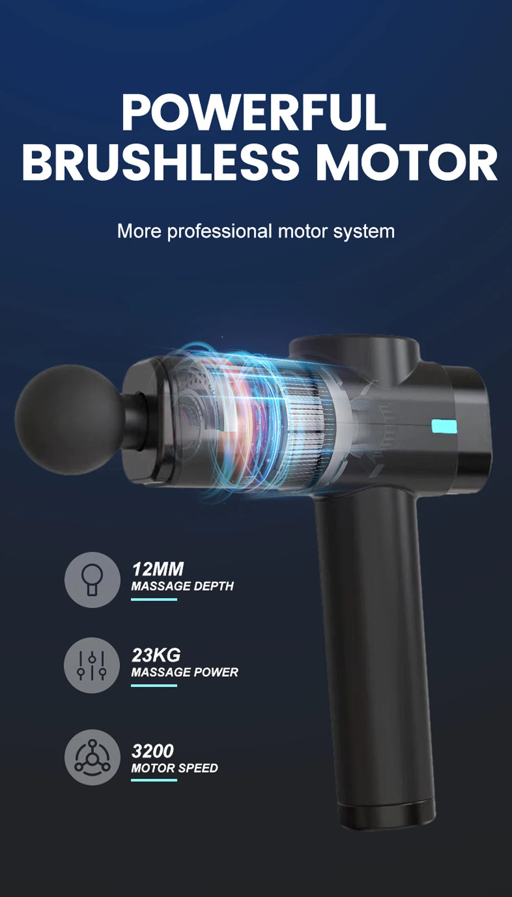 Massage Gun 30 Speed& 8 Heads Deep Tissue High Percussion Muscle Back Neck Massager For Athletes Pain Relief Fascia Gun