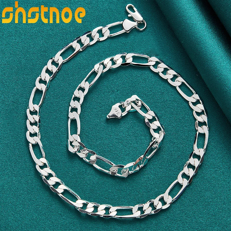 925 Sterling Silver 8mm Geometric 20 Inch Cuban Chain Necklace For Man Women Party Engagement Wedding Gift Fashion Charm Jewelry