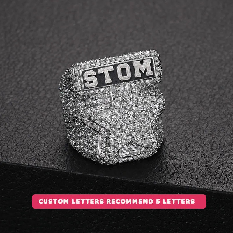 TUHE Unisex Custom letter Ring 925 Silver Skeleton Moissanite Iced Out Hip Hop Rings For Men Hip Hop Jewelry Gifts - Uknowucme