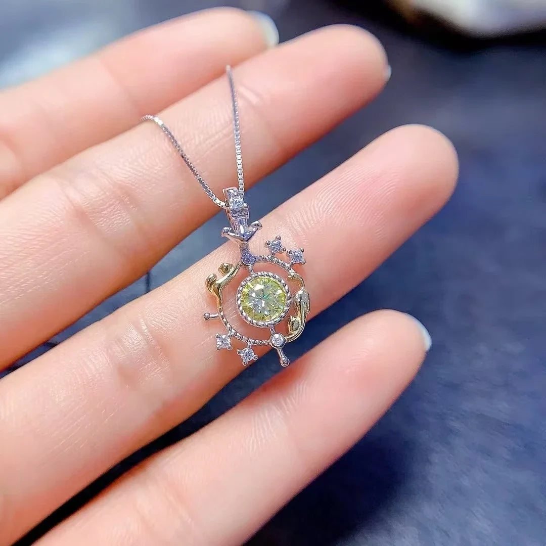 Multi-color Moissanite 925 Silver Pendant 5mm VVS Grade Moissanite Necklace Pendant 18K Gold Plated Gemstone Jewelry - Uknowucme